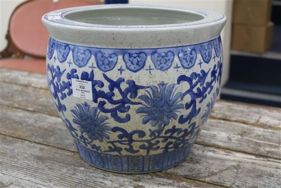 A blue and white pot